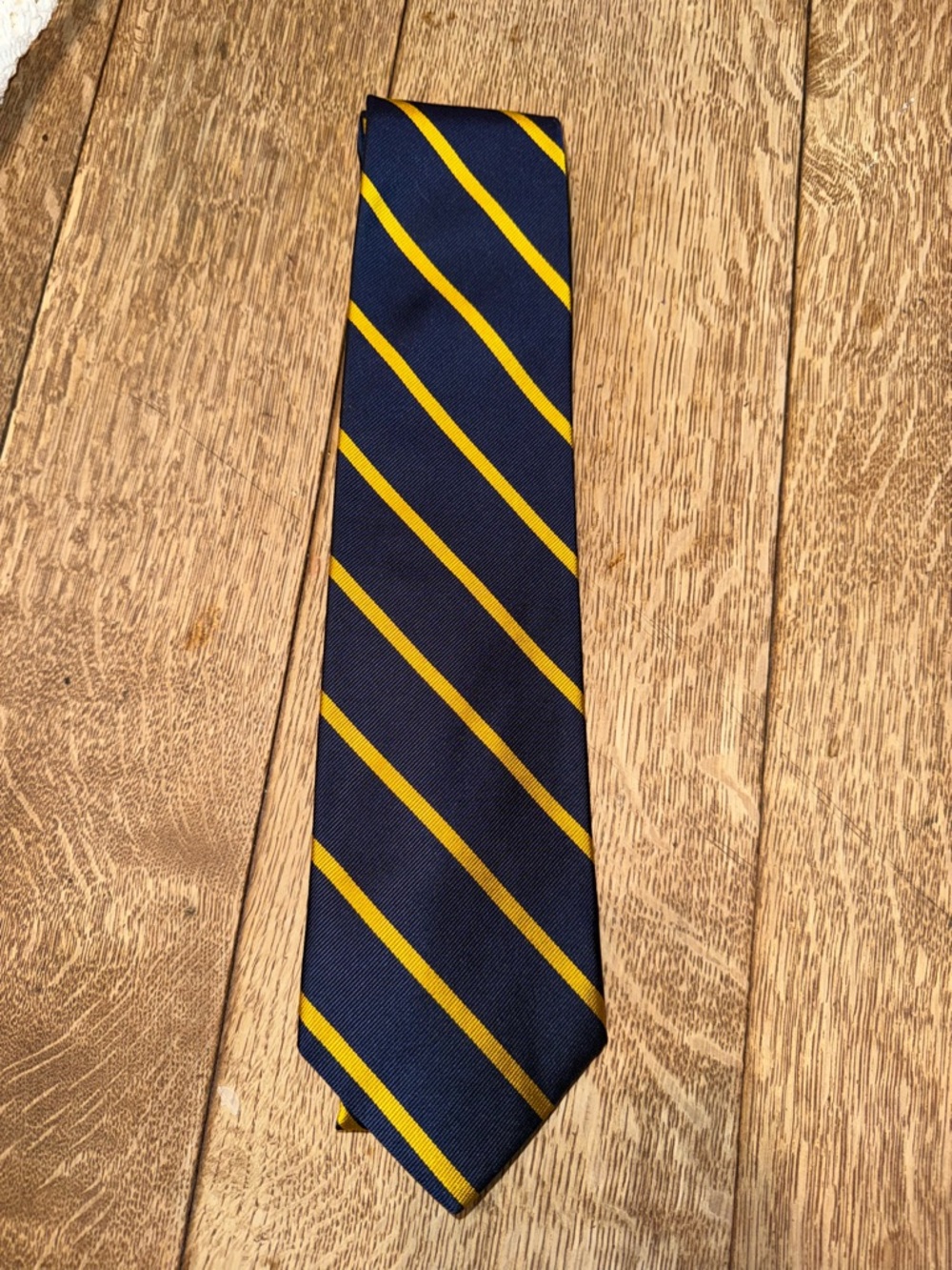 Brooks Brothers Navy and Yellow Striped Silk Tie